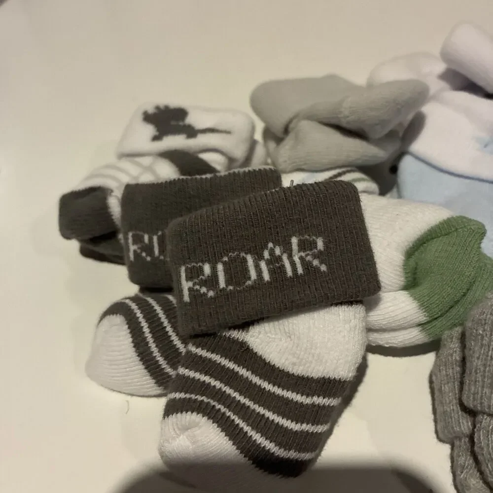 Infant Boy Socks Bundles- 8 Pairs/Gray, Stripes, Dino & ROAR Designs